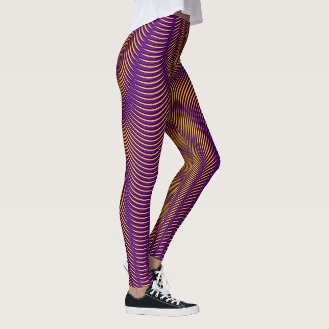 Leggings Resumen moderno Efecto Moiré Purple Gold Fun Guay (Derecha)