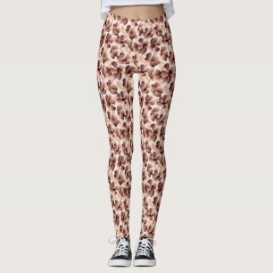 Leggings Resumen moderno Floral Mocha Mousse Beige Preppy