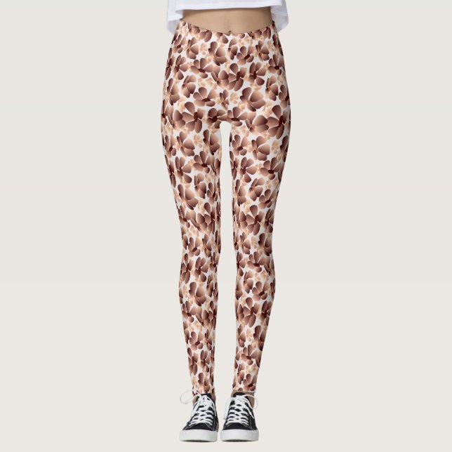 Leggings Resumen moderno Floral Mocha Mousse Beige Preppy (Anverso)