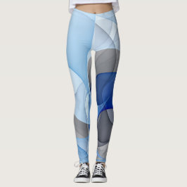Leggings Resumen moderno Gráfico de arte fractal gris azul