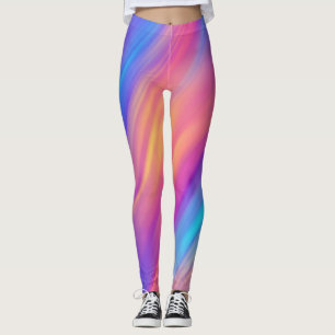 Leggings Resumen moderno neón azul brillante rosa amarillo 