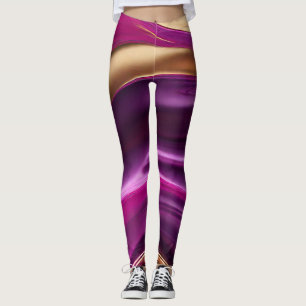 Leggings Resumen moderno - Rosa morado y oro-