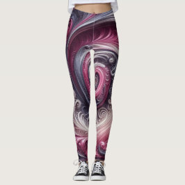 Leggings Resumen moderno Sencillo giratorio rosa y morado