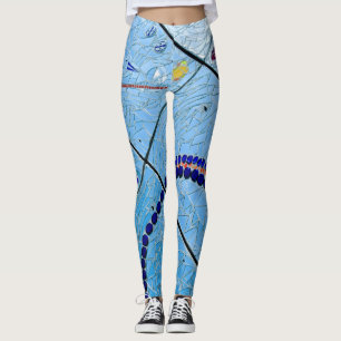 Leggings Resumen Mosaico Espejo Azul