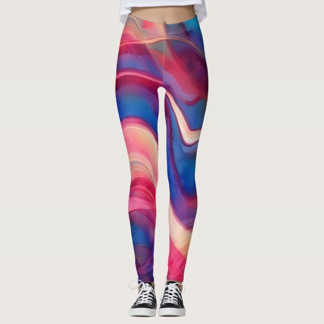 Leggings Resumen Movimiento Arte Coloridas Leggencias (Anverso)