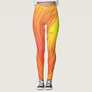 Leggings Resumen naranja amarillo de jardín encantado