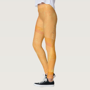 Leggings Resumen Naranja dorado Floral