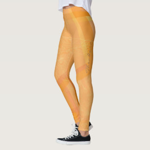 Leggings Resumen Naranja dorado Floral
