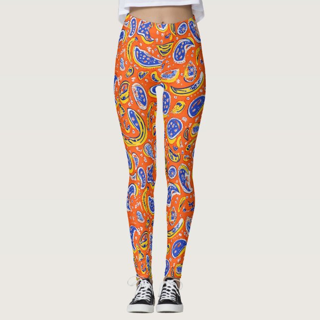 Leggings Resumen Naranja Paisley Pattern (Anverso)