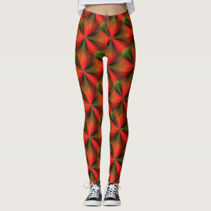 Leggings Resumen Naranja Y Patrón Verde