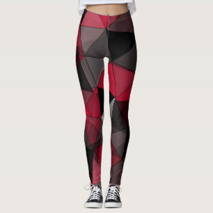 Leggings Resumen Negro, rojo, geométrico gris.