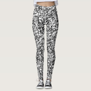 Leggings Resumen negro y blanco de las leyendas contemporá