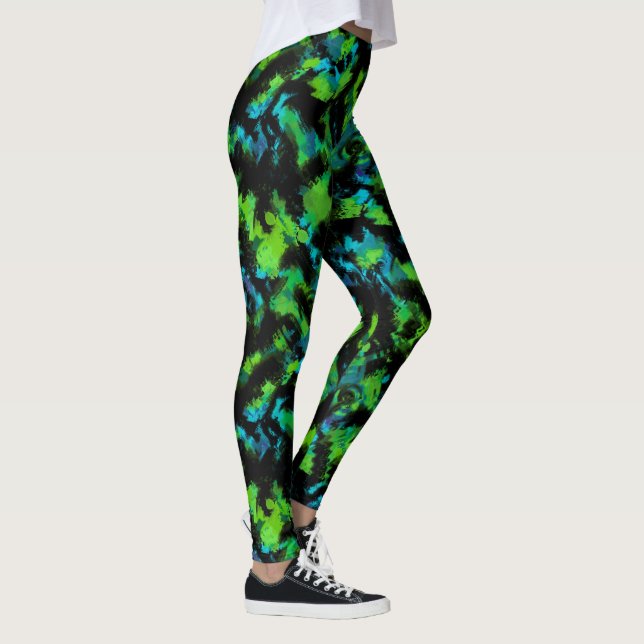 Leggings Resumen negro y verde (Derecha)