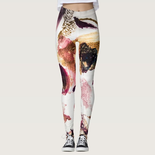 Leggings Resumen Oro paraliza arte creativo (Anverso)