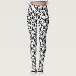 Leggings Resumen Paisley 230523 - Blanco y negro