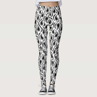 Leggings Resumen Paisley 230523 - Blanco y negro