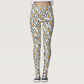 Leggings Resumen Paisley 230523 - Golden Brown, B&W
