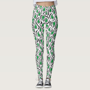 Leggings Resumen Paisley 230523 - Grass Green, B&W