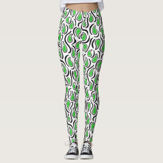 Leggings Resumen Paisley 230523 - Green Spring, B&W