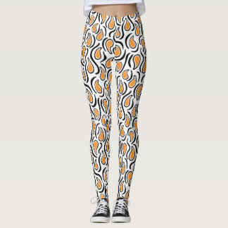 Leggings Resumen Paisley 230523 - Naranja ligero, B&W