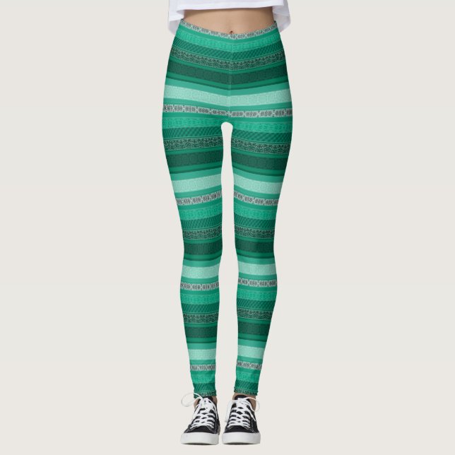 Leggings Resumen parche retro geométrico ornamental moderno (Anverso)