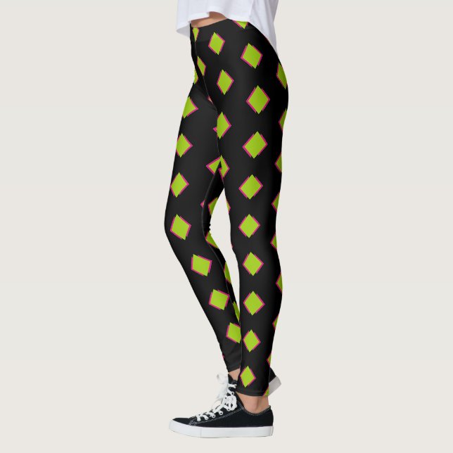 Leggings Resumen Patrón de diamantes verdes (Izquierda)