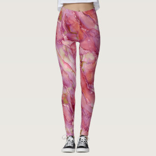Leggings Resumen Patrón de Marcado en Rosa