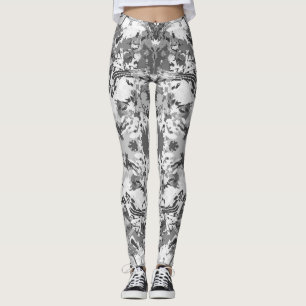 Leggings Resumen Patrón de moda exclusivo en blanco y negro