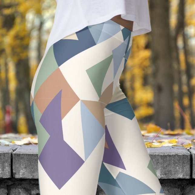 Leggings Resumen Patrón de mosaico blanco floral (Mosaic over Floral White Leggings)