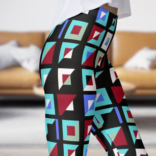 Leggings Resumen Patrón de mosaico negro