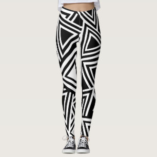 Leggings Resumen Patrón de triángulo blanco negro