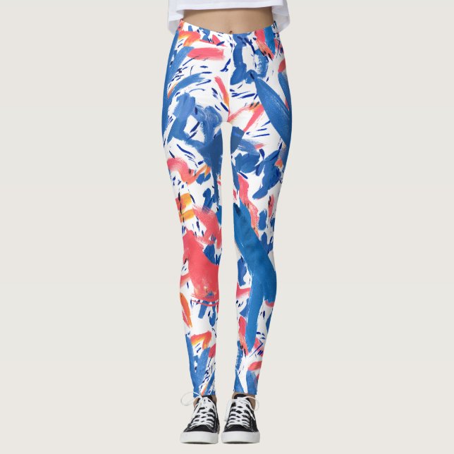 Leggings Resumen Patrón floral de Grunge (Anverso)