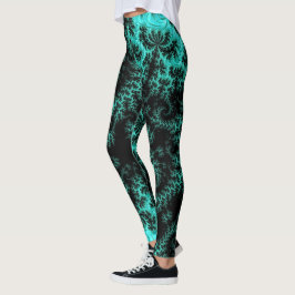 Leggings Resumen Patrón fractal verde negro