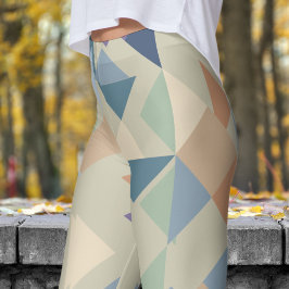 Leggings Resumen Patrón mosaico de coral amarillo anaranjad