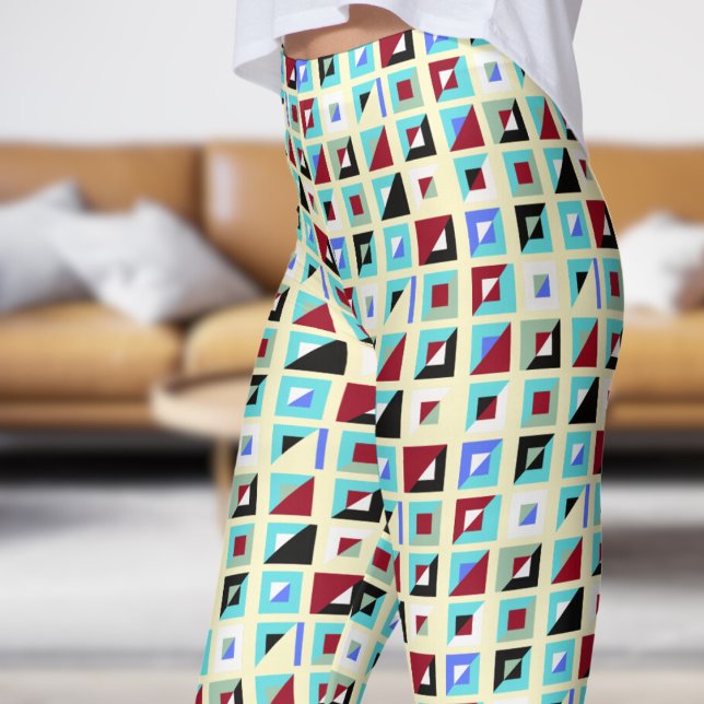 Leggings Resumen Patrón mosaico de iffon blanco limón (Signs on Lemon Chiffon Leggings)