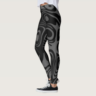 Leggings Resumen Patrón rápido negro y gris 