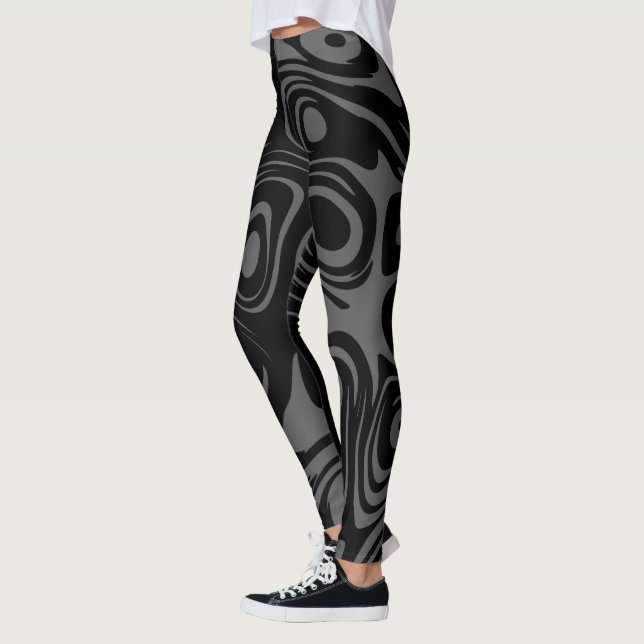 Leggings Resumen Patrón rápido negro y gris (Izquierda)