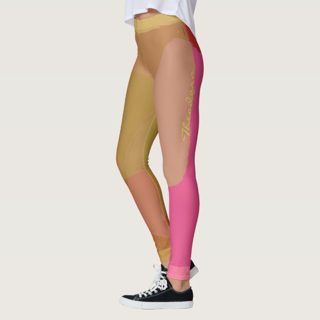 Leggings Resumen Patrón rosado dorado (Izquierda)