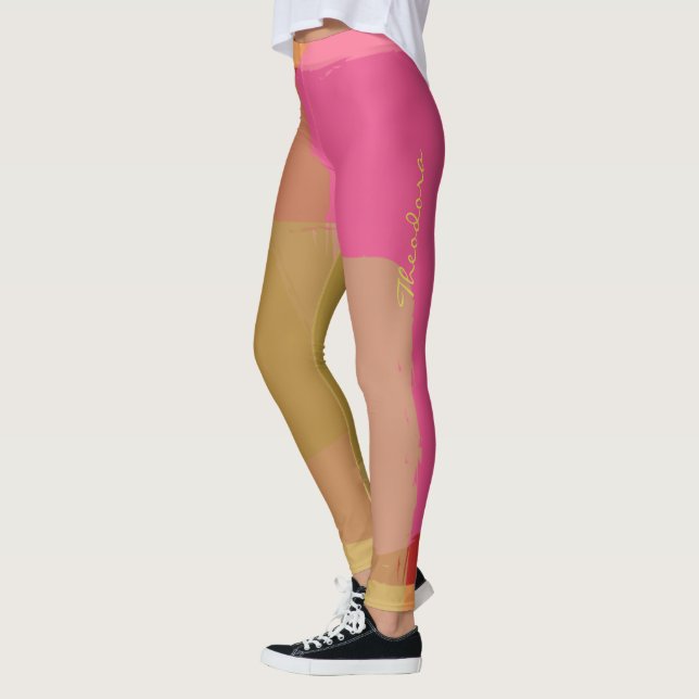 Leggings Resumen Patrón rosado dorado (Izquierda)