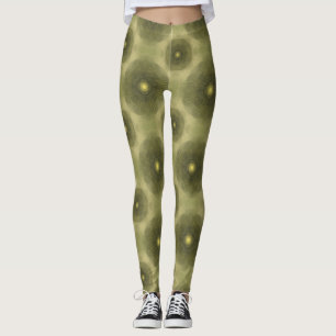 Leggings Resumen Patrón sin foco de flor verde oliva