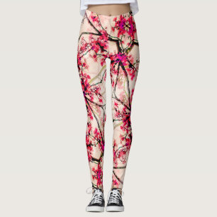 Leggings Resumen Patrón sin soldadura de floración roja