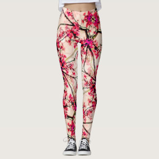 Leggings Resumen Patrón sin soldadura de floración roja