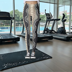 Leggings Resumen Piel de serpiente Negro Beige Gris Elegant