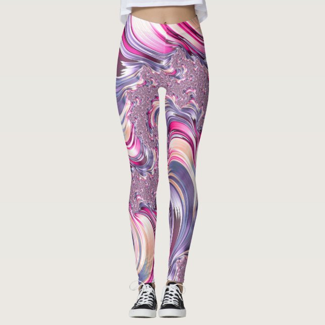Leggings Resumen Pink Purple Spiral Fractal (Anverso)