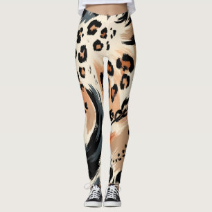 Leggings Resumen Pintado Leopardo de impresión de animales 