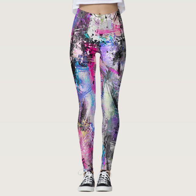 Leggings Resumen Pintura de color grungo (Anverso)
