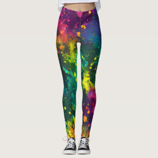 Leggings Resumen Pintura de salpicadura Arcoiris, arte de g