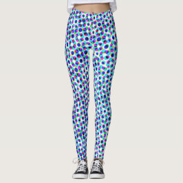 Leggings Resumen Pixelato Geométrico Azul Y Círculo Blanco