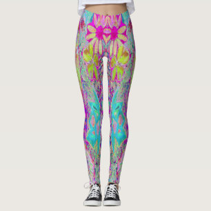 Leggings Resumen psicodélico de arte de Magenta y Aqua Gard
