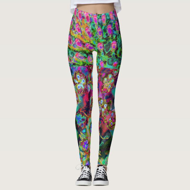 Leggings Resumen psicodélico Groovy Purple Sedum (Anverso)